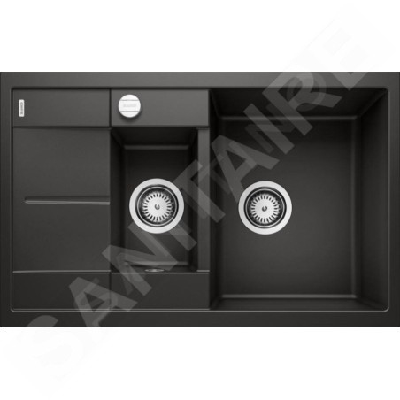 Blanco Metra 6 - Évier en silgranit, 780x500 mm, avec commande de vidage, noir 525925