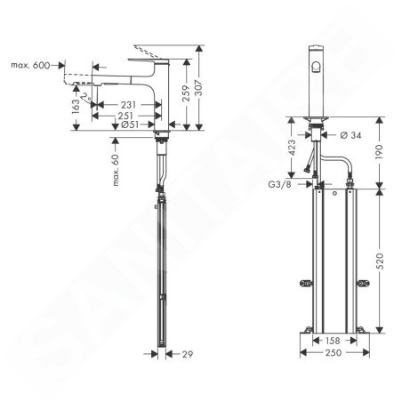 Hansgrohe Zesis M33 - Mitigeur d'évier avec douchette extractible, sBox, chrome 74823000