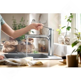 Hansgrohe Zesis M33 - Mitigeur d'évier avec douchette extractible, sBox, chrome 74823000