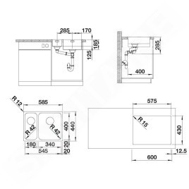 Blanco Solis 340/180 - Évier 585x500 mm, InFino, inox brossé 526129