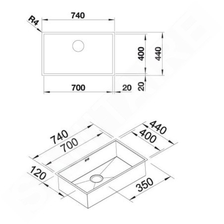 Blanco Zerox 700 - Évier, 740x440 mm, inox Dark Steel 526244