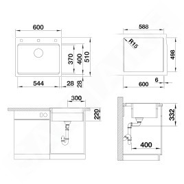 Blanco Etagon 6 - Évier en silgranite, 600x510 mm, avec rails, InFino, anthracite 524529