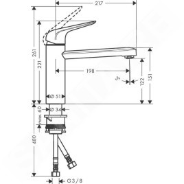 Hansgrohe Focus M42 - Mitigeur d'évier M421-H120, chrome 71806000