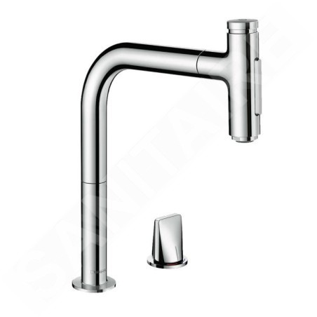 Hansgrohe M71 - Robinet de cuisine M7120-H200 2 trous avec douchette extractible, sBox, chrome 73818000