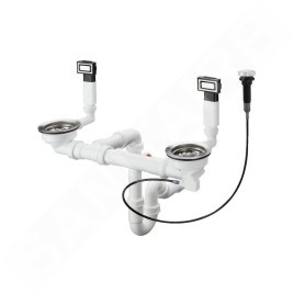 Hansgrohe Garnitures de vidage - Garniture de vidage automatique et de trop-plein pour évier double, inox 43932800