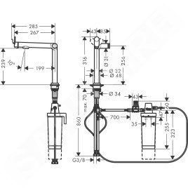 Hansgrohe Aqittura M91 - Mitigeur d'évier avec fonction de filtre, simili inox 76802800