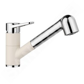 Blanco Wega S - Mitigeur d'évier avec douchette extractible, blanc doux/chrome 526982