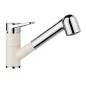 Blanco Wega S - Mitigeur d'évier avec douchette extractible, blanc doux/chrome 526982