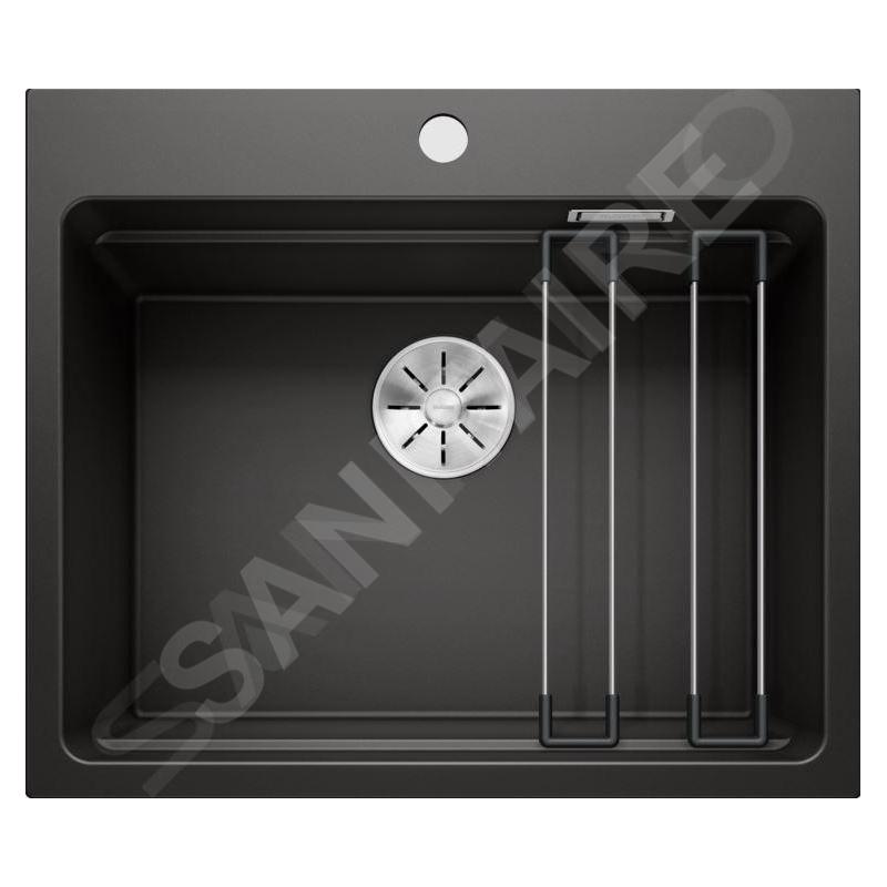 Blanco Etagon 6 - Évier en silgranit, 600x510 mm, avec rails, noir 525890