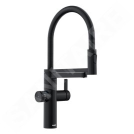 Blanco EVOL-S Pro - Mitigeur d'évier avec bras flexible, douchette et fonction de filtration, noir mat 526636