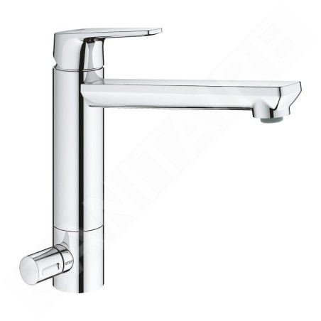 Grohe BauEdge - Mitigeur d'évier avec vanne d'arrêt, chrome 31696000