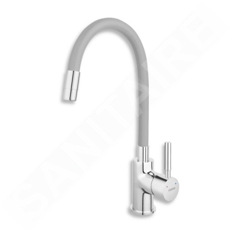 Novaservis Ferro - Robinetterie d’évier avec bec flexible, gris argenté/chrome 70710,0S