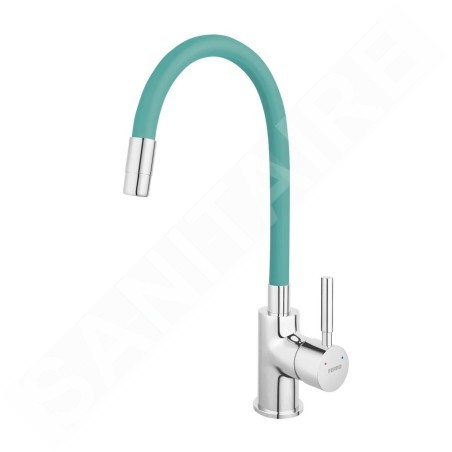 Novaservis Ferro - Robinetterie d’évier avec bec flexible, vert menthe/chrome 70710,0M