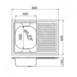 Novaservis Éviers - Évier 600x800 mm, inox DR60/80