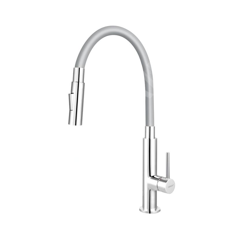 Novaservis Ferro - Mitigeur d'évier avec bras flexible, 2 jets, gris / chrome 70730,0S