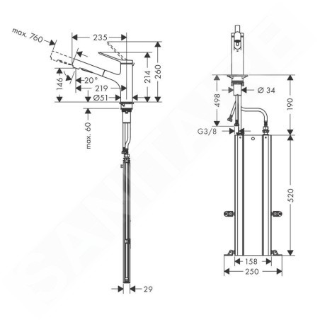 Hansgrohe Zesis M33 - Mitigeur d'évier avec douchette extractible, sBox, chrome 74821000