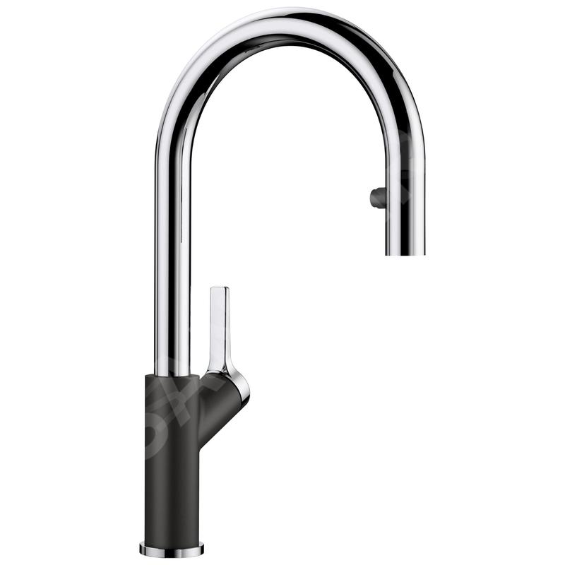 Blanco Carena S - Mitigeur d'évier avec bec extractible, noir / chrome 526172