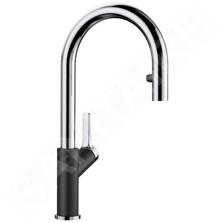 Blanco Carena S - Mitigeur d'évier avec bec extractible, noir / chrome 526172