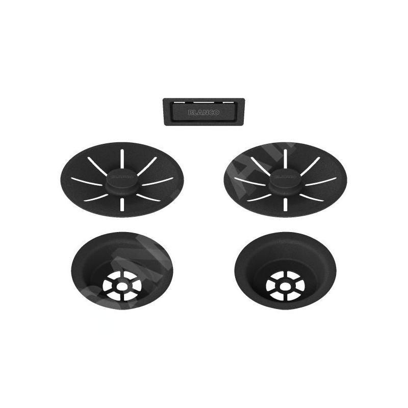 Blanco Accessoires - Garniture de vidage C-overflow, pour évier double, BlackEdition, noir mat 239979