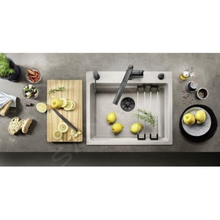 Blanco Accessoires - Garniture de vidage C-overflow, pour évier double, BlackEdition, noir mat 239979