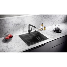 Blanco Accessoires - Garniture de vidage C-overflow, pour évier double, BlackEdition, noir mat 239979