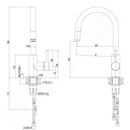Alveus Delos - Mitigeur d'évier avec bec extractible, beige 1129020