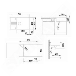 Blanco Zia XL 6 - Évier en Silgranit, 780x500 mm, anthracite 523273