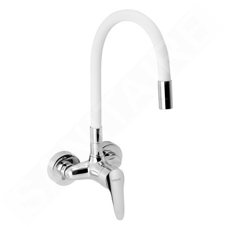 Novaservis Titania Iris New - Robinet d’évier avec bras flexible, blanc/chrome 94484,0B