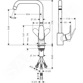 Hansgrohe Focus M41 - Mitigeur d’évier pour chauffe-eau instantané, chrome 31822000