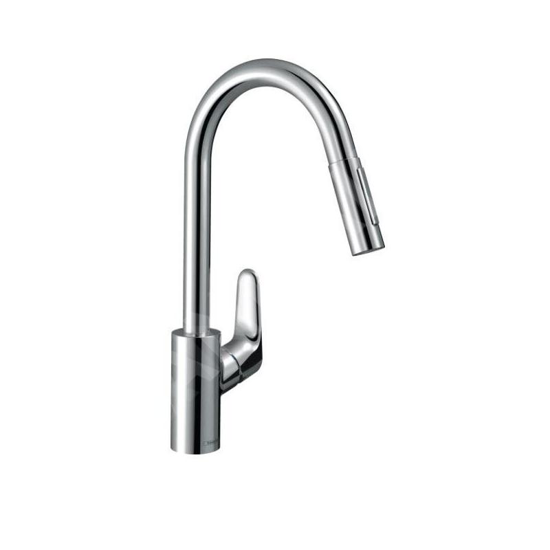 Hansgrohe Focus M41 - Mitigeur d'évier Focus avec douchette extractible, sBox, EcoSmart, chrome 73895000