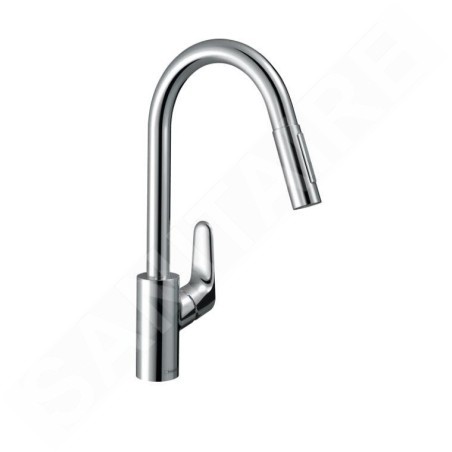 Hansgrohe Focus M41 - Mitigeur d'évier Focus avec douchette extractible, sBox, EcoSmart, chrome 73895000