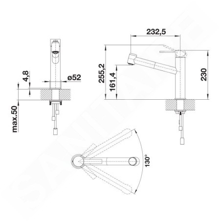 Blanco Ambis S - Mitigeur d'évier avec bec extractible, inox brossé 525124
