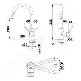 Blanco Mida S - Mitigeur d'évier avec bec extractible, gris/chrome 526967