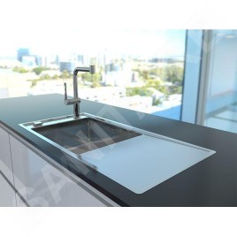 Alveus Stricto - Évier, 980x472 mm, avec commande du vidage, bac à gauche, inox 1124373