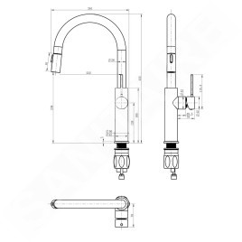 Sapho Robinetterie - Mitigeur d'évier avec douchette extractible, noir mat FR576B