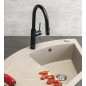 Sapho Robinetterie - Mitigeur d'évier avec douchette extractible, noir mat FR576B