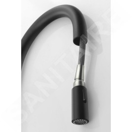 Sapho Robinetterie - Mitigeur d'évier avec douchette extractible, noir mat FR576B