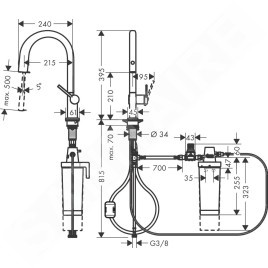 Hansgrohe Aqittura M91 - Mitigeur d'évier avec bec extractible et filtration, noir mat 76801670