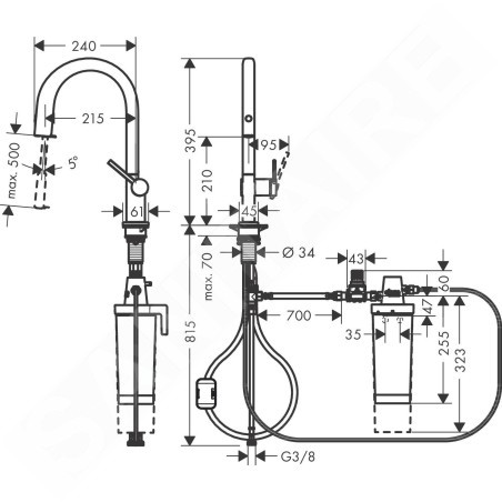 Hansgrohe Aqittura M91 - Mitigeur d'évier avec bec extractible et filtration, noir mat 76801670