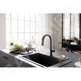 Hansgrohe Aqittura M91 - Mitigeur d'évier avec bec extractible et filtration, noir mat 76801670