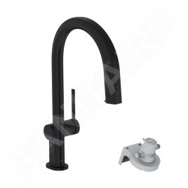 Hansgrohe Aqittura M91 - Mitigeur d'évier avec bec extractible et filtration, sBox, noir mat 76826670