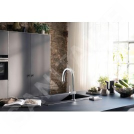 Hansgrohe Aqittura M91 - Mitigeur d'évier avec bec extractible, SodaSystem, sBox, chrome 76806000