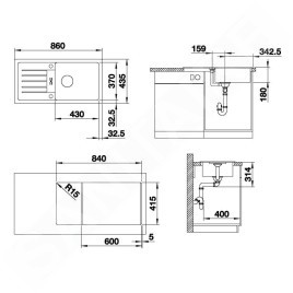 Blanco Favum XL 6 - Évier en silgranit, 860x435 mm, café 524238