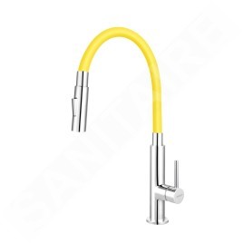 Novaservis Ferro - Mitigeur d'évier avec bras flexible, 2 jets, jaune / chrome 70730,0ZL