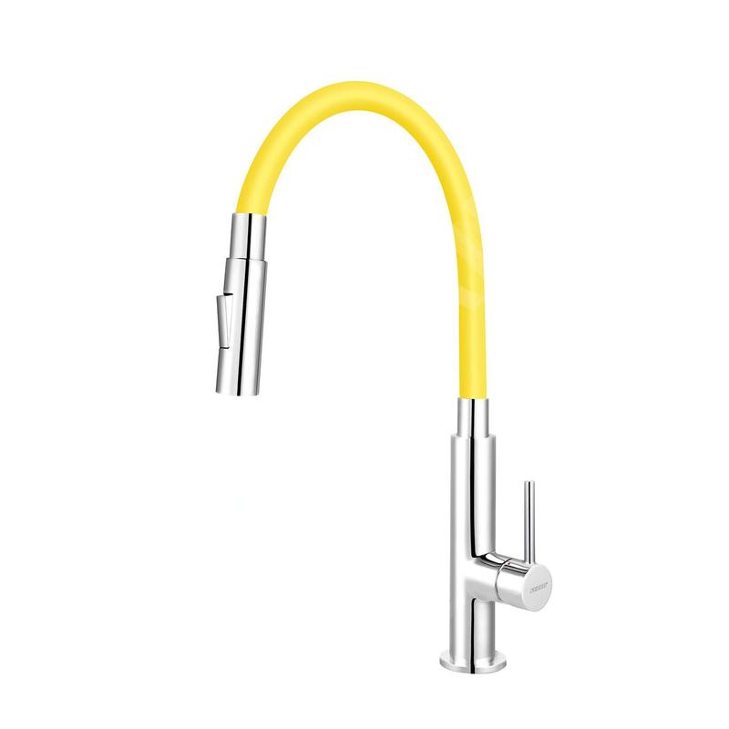 Novaservis Ferro - Mitigeur d'évier avec bras flexible, 2 jets, jaune / chrome 70730,0ZL