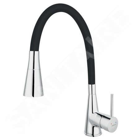 Novaservis Ferro - Mitigeur d'évier avec bras flexible et douchette, noir / chrome 70720,0C
