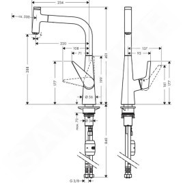 Hansgrohe Talis Select M51 - Mitigeur de cuisine 300 avec sortie extractible, aspect inox 72821800