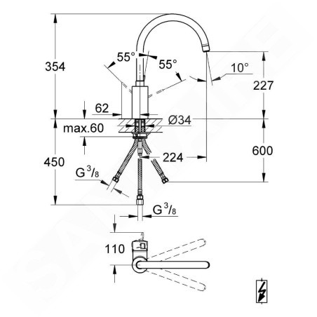Grohe Eurosmart Cosmopolitan - Mitigeur d’évier, chrome 31180000