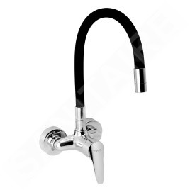 Novaservis Titania Iris New - Robinet d’évier avec bras flexible, entraxe 100 mm, noir/chrome 94484,0C