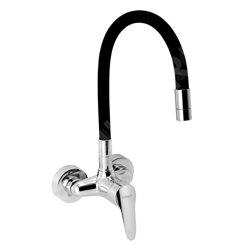 Novaservis Titania Iris New - Robinet d’évier avec bras flexible, entraxe 100 mm, noir/chrome 94484,0C